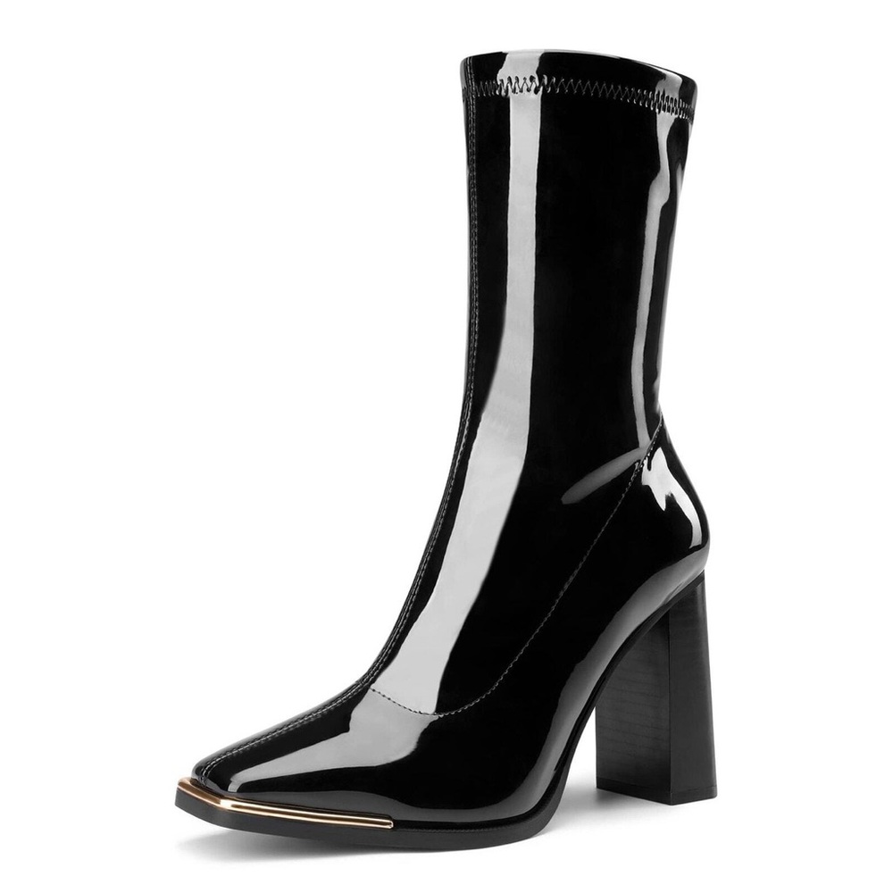 Ny&Co  Black Patent Leather Ankle Boots